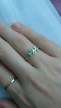 Hoja Verde hecha a mano creativo de Plata de Ley 925 temperamento personalidad moda femenina de tamaño reajustable de moda anillos de apertura SRI028