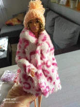 1 Pcs Handmade High Quality Doll Coat Dress Fur Clothes for Barbie Doll Winter Wear Leopard