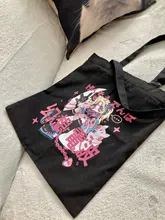 Lona de pana Bolso tipo Shopper Impresión de Anime mujeres bolso diario bolso mujer Y2k de almacenamiento reutilizable plegable bolsas