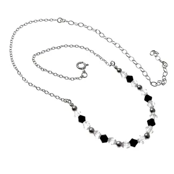 

Choker 925 Sterling silver m extra short 30.5cm. Reasons stones Black White closure reasa
