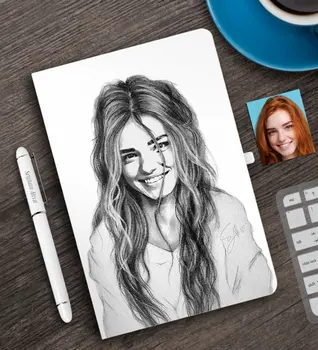 

Personalized Women 'S Abstract Charcoal Illustrative White Notebook Pen Set-16