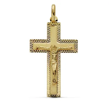 

Cross crucifix 18k gold carved 35mm. Stick width [AA7345]