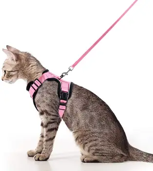 

Reflective Pink Cat Vest Harness With Leash Set For Walking Soft Mesh Small Dog Harness for Small Medium Kitten Puppy Rabbit