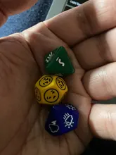 Bescon es emoción tiempo dirección y juego de dados 3 pieza propiedad poliédrico juego de dados de juego de rol en azul verde amarillo