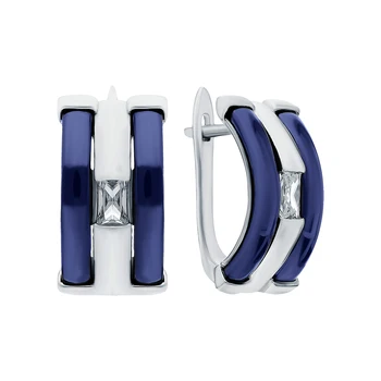 

Silver earrings with ceramics and cubic zirconia sunlight sample 925