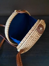 Gusure-Bolso de mimbre tejido para mujer, bandoleras cruzadas hechas a mano de verano para la playa, pequeñas, de hombro redondo de paja