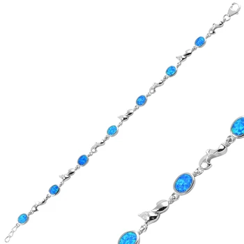 

Silver 925 Sterling Opal & Zircon Crystal Bracelet