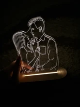 Night-Light Wooden-Base Text-Photo Christmas-Gift Customized Wedding DIY Holiday 