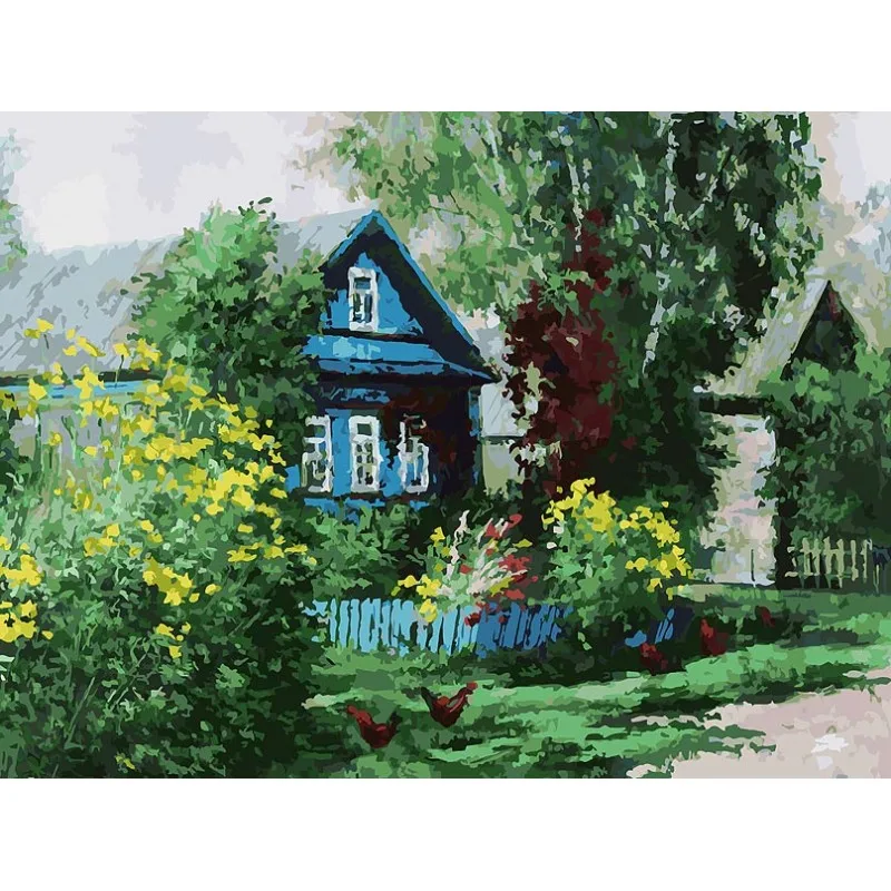 "Домик в деревне" Живопись по номерам на картоне 30*40. Белоснежка. 3091-CS | Игрушки