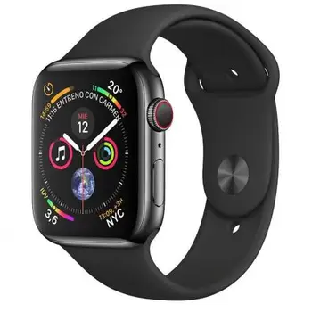 

APPLE WATCH SERIALS 4 GPS CELL 40mm STAINLESS STEEL CASE SPACE BLACK WITH SPORT BAND NE