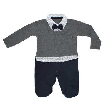 

Self-Cardigan Gray Navy Bow Tie Knitwear Overall Size Costume Suit Jumpsuit Infant Clothing Cotton Long Sleeve Outfits Costume