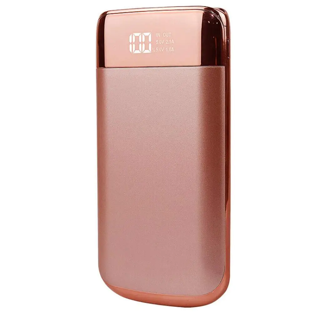 Rose Gold Внешний аккумулятор 10000 мАч, портативное зарядное устройство, внешний аккумулятор, светодиодный внешний аккумулятор, 2USB, для Xiaomi Mi, huawei, iPhone 11, samsung, S10 - Цвет: Rose Gold