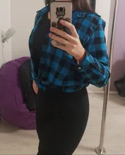 Plaid Shirt Outerwear Top Cotton Blouse Long-Sleeve Slim Female Autumn Winter And