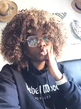 Afro corto rizado pelucas con flequillo para las mujeres negras rubia marrón Cosplay sintético Africana pelucas resistente al calor Dreamice