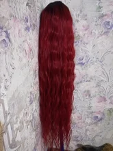 Peluca natural de cabello sintético para mujeres negras, pelo largo de onda de agua de 42 pulgadas, fibra de alta temperatura, Rubio, degradado, marrón
