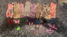 Conjunto de 42 accesorios para vestir muñecas Barbie, Juego de 10 zapatos, 8 collares, 4 gafas, 2 diademas, 2 bolsos y 8 vestidos para muñecas