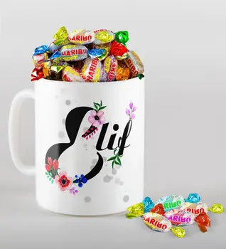 

Personalized Letter Mug and Haribo Candy Gift Seti-3