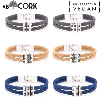 

Natural bule ,black Cork handmade original men bracelet BR-472-MIX-6