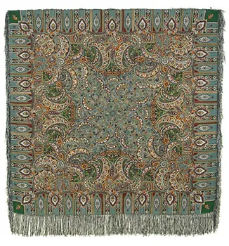 

Scarf Pavlovo Posad with silk fringe 125x125 598-52 "Sadko", view 52