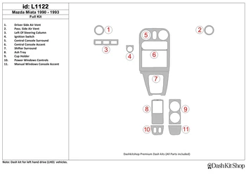 

Interior trim for Mazda Miata 1990-1993. Set L1122.