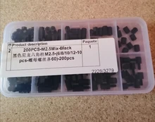 Unids/set M2 M2.5 M3 M4 hexagonal, separador de nailon de cabeza plana, negro/blanco, tornillos espaciadores de plástico, tuercas, 200