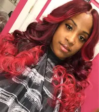 Pelucas de cabello humano con encaje frontal 13x4 para mujer, 180% ombré rojo borgoña, pelucas brasileñas de cabello ondulado rojo Remy prearrancado