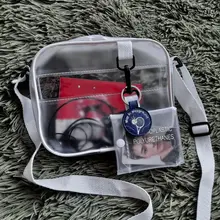 Bolso cruzado transparente de PVC para mujer, bandolera de hombro, bolso de teléfono pequeño de gelatina con tarjetero y solapa de correas anchas