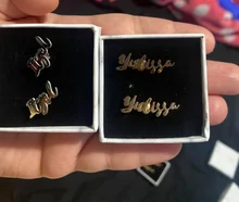 Pendientes de acero inoxidable personalizados con nombre, joyería hecha a mano con placa de nombre personalizada para mujeres y niñas, pendientes joyas Bisutería