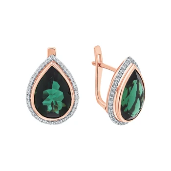 

Gold earrings with tourmaline and cubic zirconia sunlight sample 585