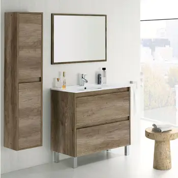

Cabinet toilet 2 DRAWERS + Mirror + Basin + Column 2 Doors color Nordik