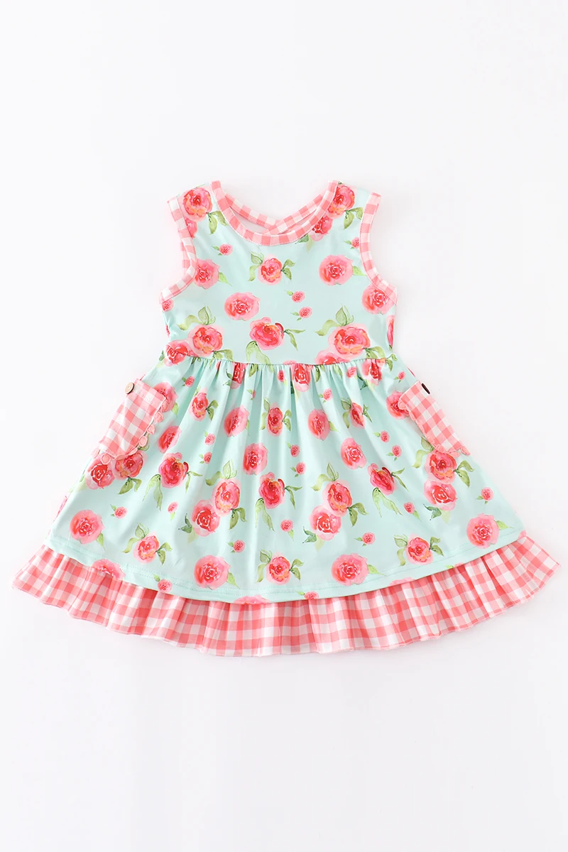 Girlymax Sibling Spring/Summer Baby Girls Dress Woven Romper Tutu Rainbow Floral Watermelon Kids Clothing angel baby suit