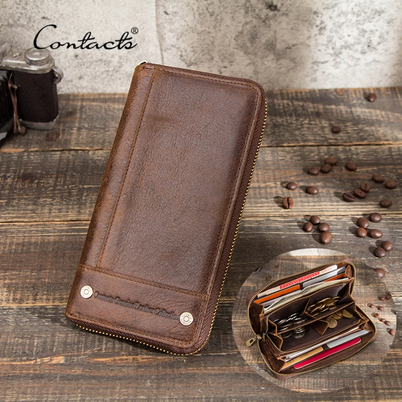Long Fashion Men Genuine Leather Bifold Card Purse Wallet iPhone 8 Plus Case NEW