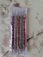 5 uds Set Gel UV pintura arte de uñas pluma que puntea manija de acrílico de cristal de diamantes de imitación 2 cepillo salón decoración manicura Kit de herramientas