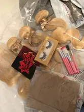 Mechones de cabello humano liso Remy brasileño con cierre, mechones de pelo negro perla rubio miel, 613 mechones, envío gratis