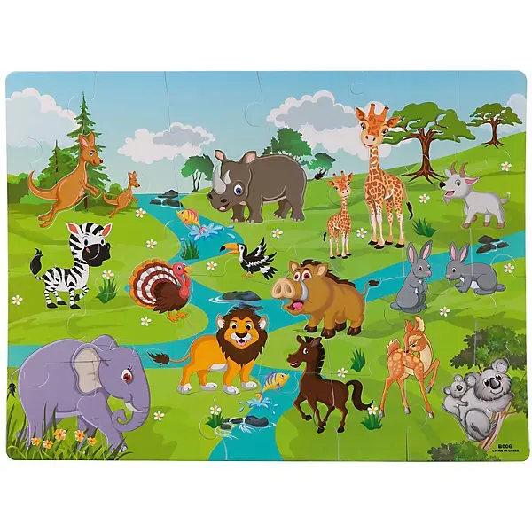 Пазл-коврик Bondibon "Дикие животные", с фигурками-вкладышами, 60х80 см