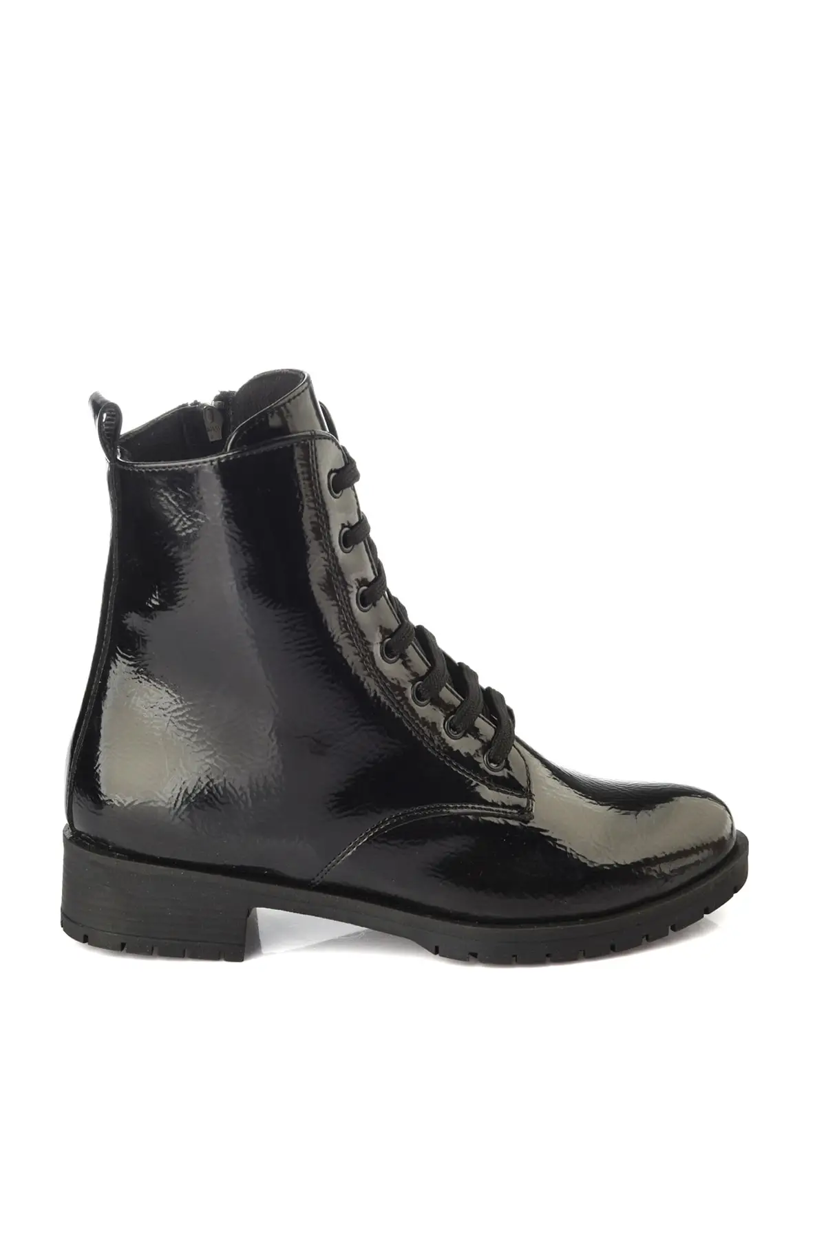 SOHO Women Fashion Patent Leather Boots Female Lace-up Zipper Comfort Ankle Boot Ladies HIgh Quality Shoes Autumn Winter 13702