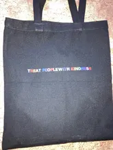 Bolsa de lona para compras para mujer, bolso ecológico Harajuku, color negro