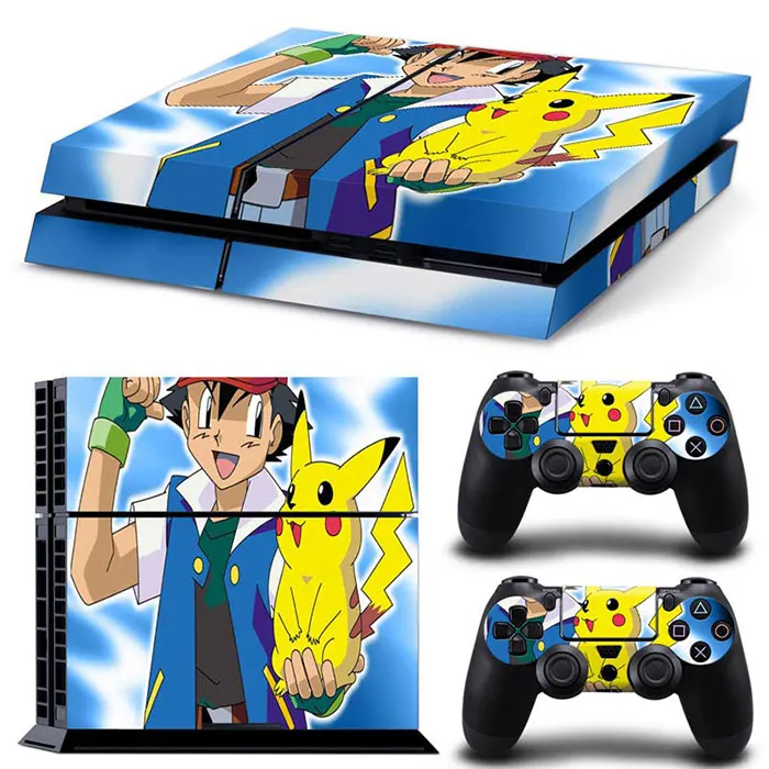 Japan Cartoon One Piece Luffy Pokemon Vinyl Skin Sticker for PS4 Slim Console and 2 Controllers Decal Cover Game Accessories