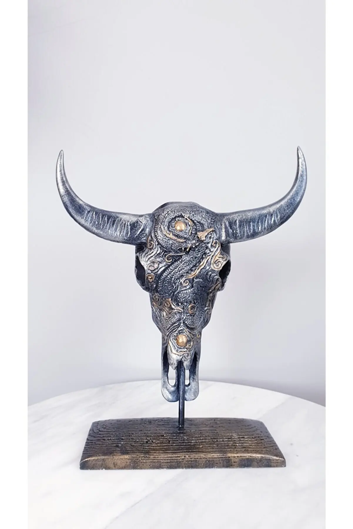 

Decorative Home Accessory Bull Head Skeleton Statue Luxury