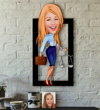 

Personalized Women 'S Attorney Caricature OF 3D Wood Tablo-3 Quality Cost Effective Gift Design Decoration Wall Picture vicinity