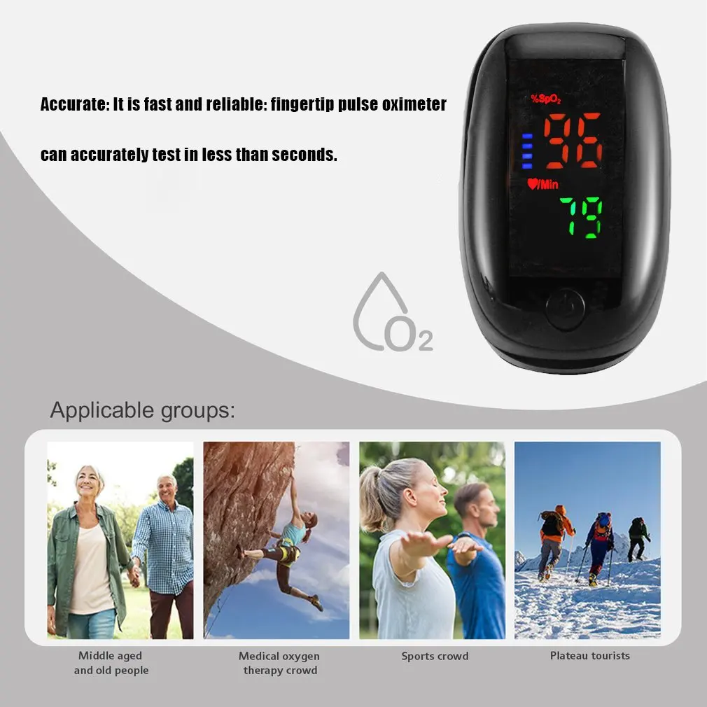 Finger Pulse Oximeter Medical Digital Finger Clip LED Screen Display SpO2 Heart Rate Monitor Blood Oxygen Saturation Meter