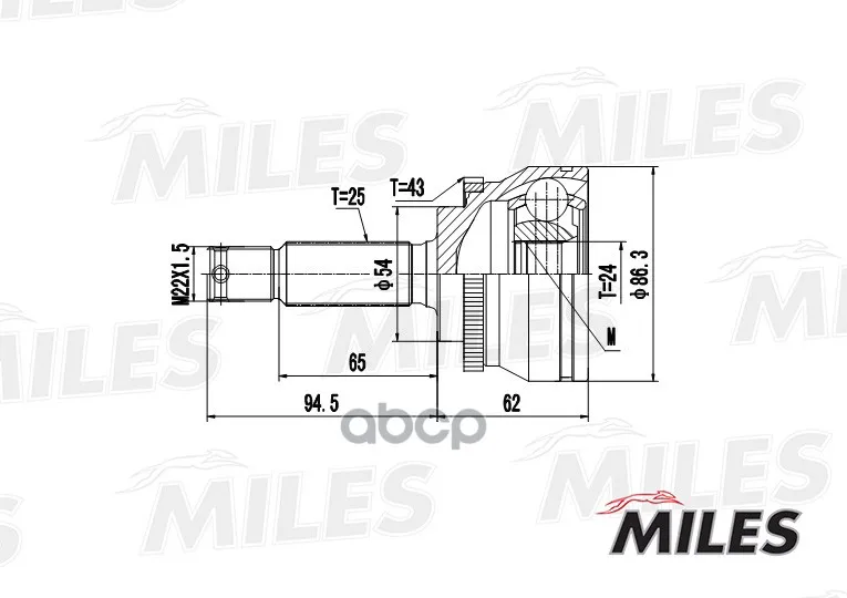 Шрус Mitsubishi Galant Vii 2.0glsi/Glstd 92-96 Нар. Abs Miles Ga20266 Miles арт. GA20266