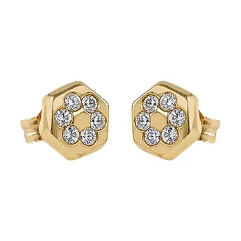 

Earrings 18k Yellow Gold model Ironmongery (12 Rhinestone 1,50mm.) Measurement: 6,15mm.