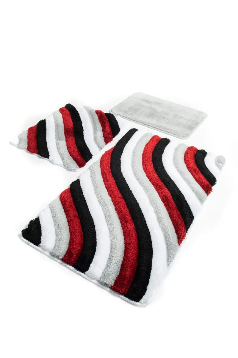 Коврик для ванной | коврик для ванной нескользящие Противоскользящие коврики красочные Красные линии набор 3 60X100 Cm-50X60 Cm-40X60 см