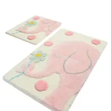 Коврики для ванной нескользящие Противоскользящие коврики Нескользящие противоскользящие Большие Розовые Слоники 2'Li набор 60X100 см-50X60 см