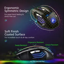 Ergonomiczna mysz LED do gier, 7 przycisków, myszka przewodowa, 5500 DPI, USB, komputerowa, X7, cicha z podświetleniem, do PC i laptopów