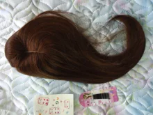 AOSI-extensiones de cabello con Clip para mujer, 3 Clips en Topper, pelo sintético liso, negro, marrón, con flequillo, peluquín falso