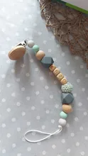 Nombre personalizado hecho a mano de silicona bebé de madera clip de chupete falso dentición seguros cadena mordedor chupete cadenas titular de la cadena
