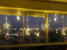 Lights Curtain-String Moon-Lamp Window-Decor Christmas Garland Fairy Icicle-Star LED