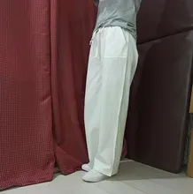 Cotton Pants Harem Elastic-Waist Gray Loose Blue White Female Casual Womens for Soft